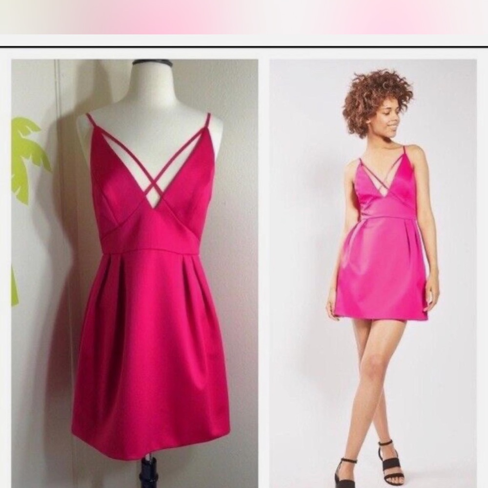 Topshop Fuchsia Strappy Mini Dress